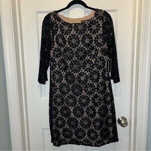 Jessica Howard Black Lace Shift Dress Missy Size 8 NWT